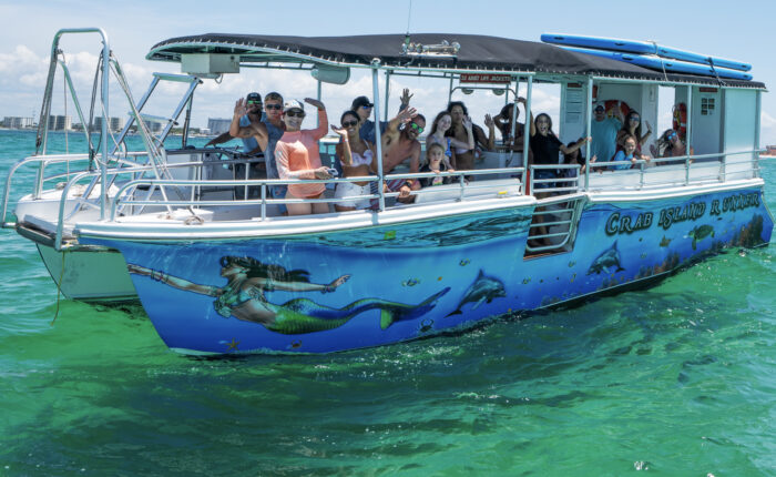 a group on the crab island runner boat